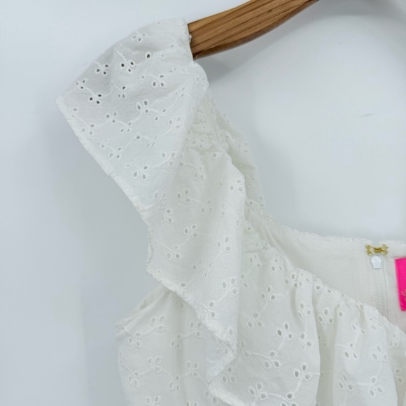 Lilly Pulitzer Emie Babydoll Ruffle Eyelet Dress in White Size 8 - Picture 10 of 14